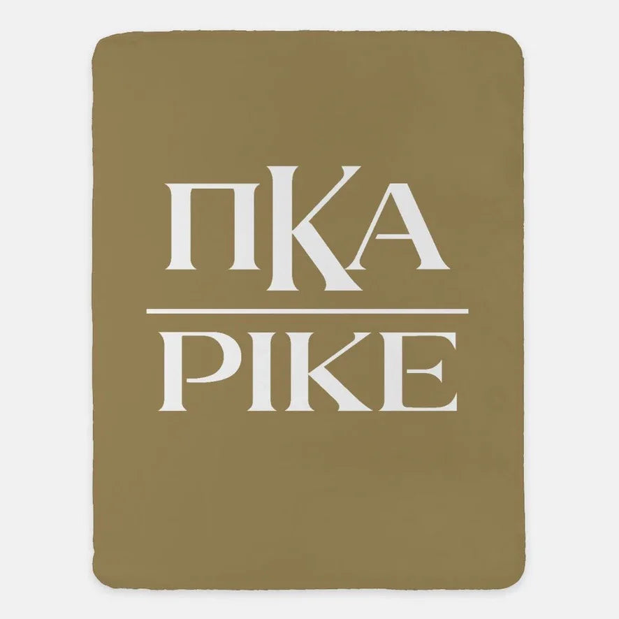 PIKE XL 60x80 Sherpa Throw Blanket - Greek Letters Gold Throw Blankets