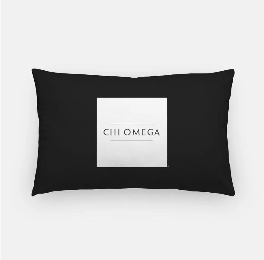 Chi Omega Lumbar Pillow Cover - Traditional Black Pillow Covers