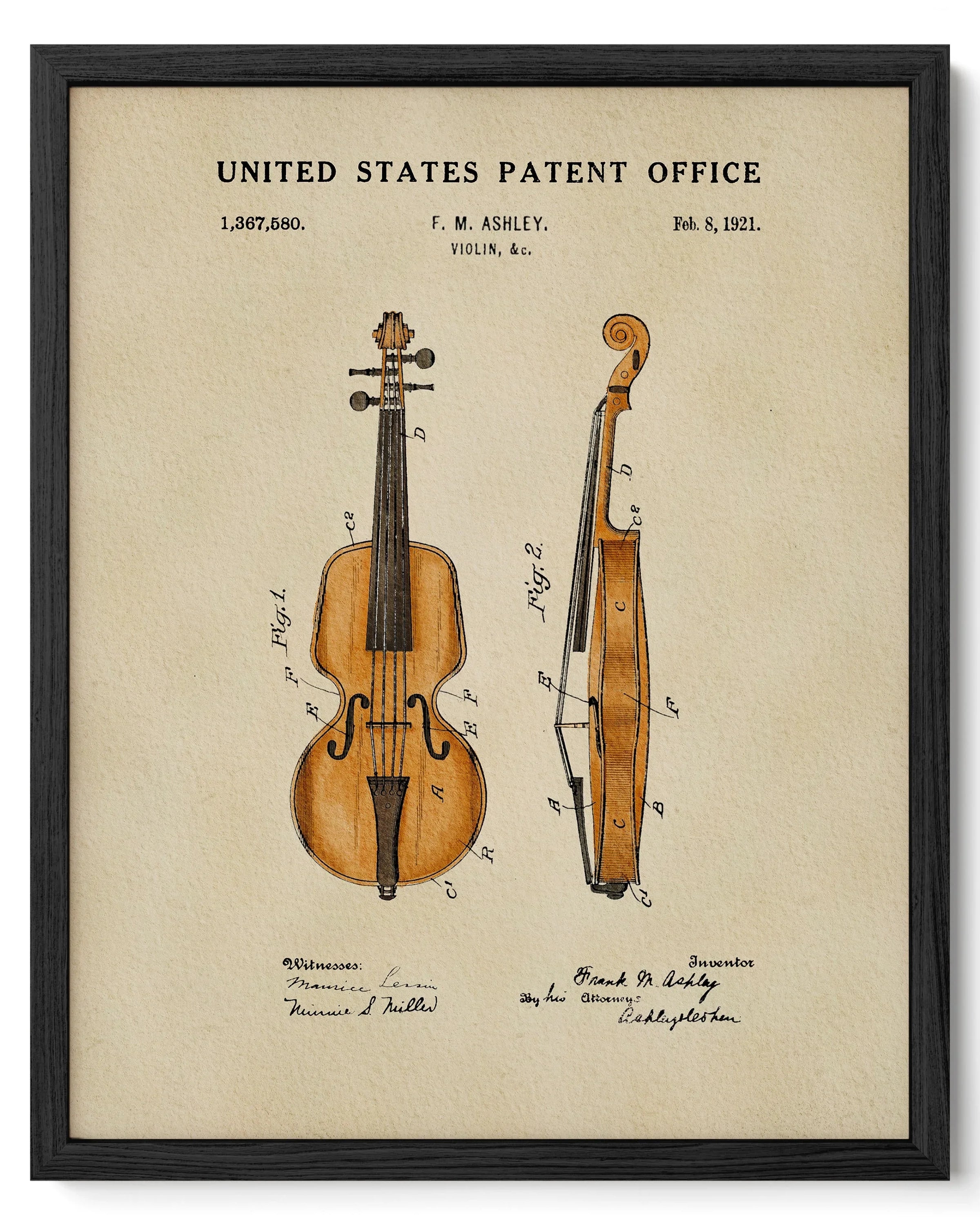 Violin US Patent Art Print | Music-Themed Dorm Decor | Wall Art | Campus Greek Fit