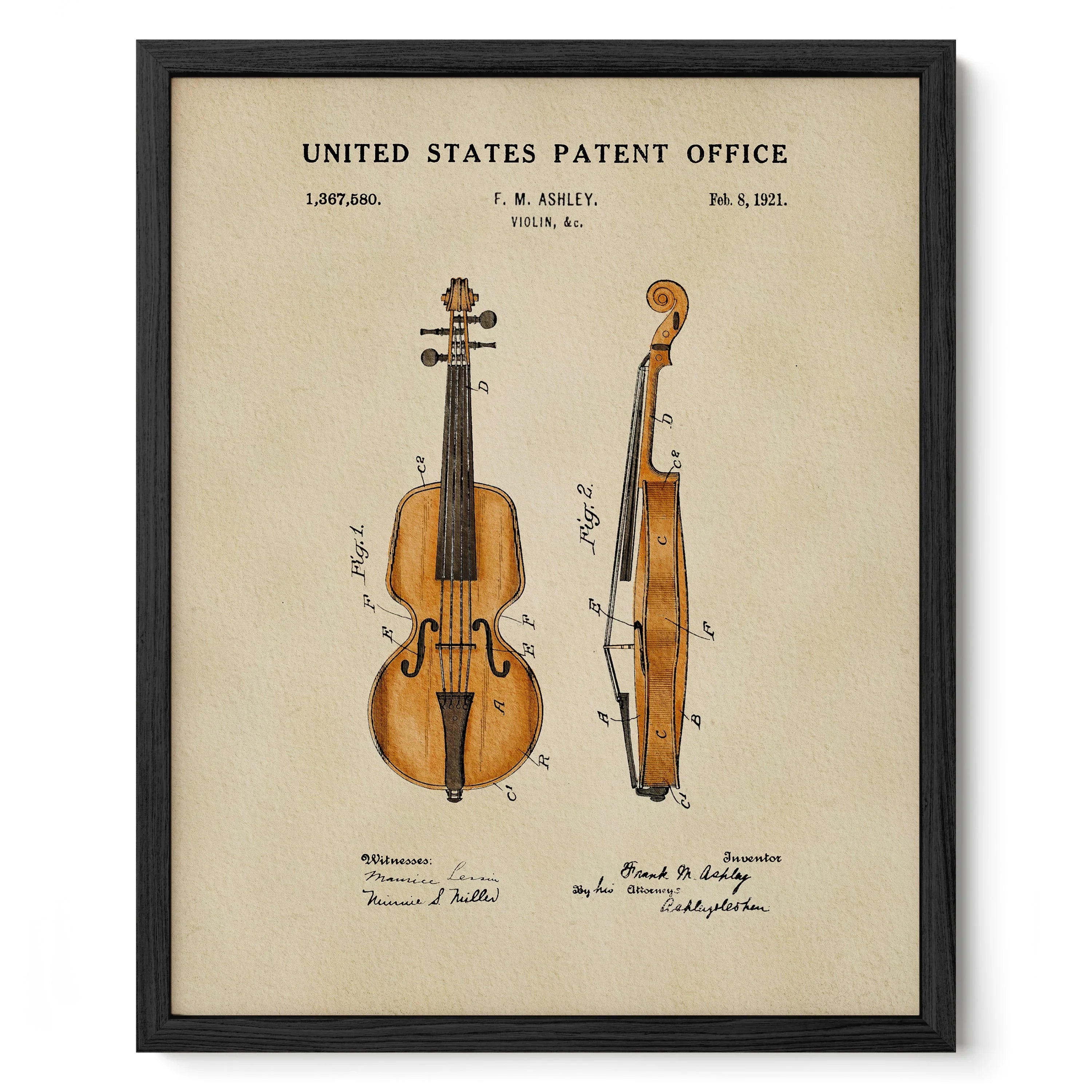 Violin US Patent Art Print | Music-Themed Dorm Decor | Wall Art | Campus Greek Fit
