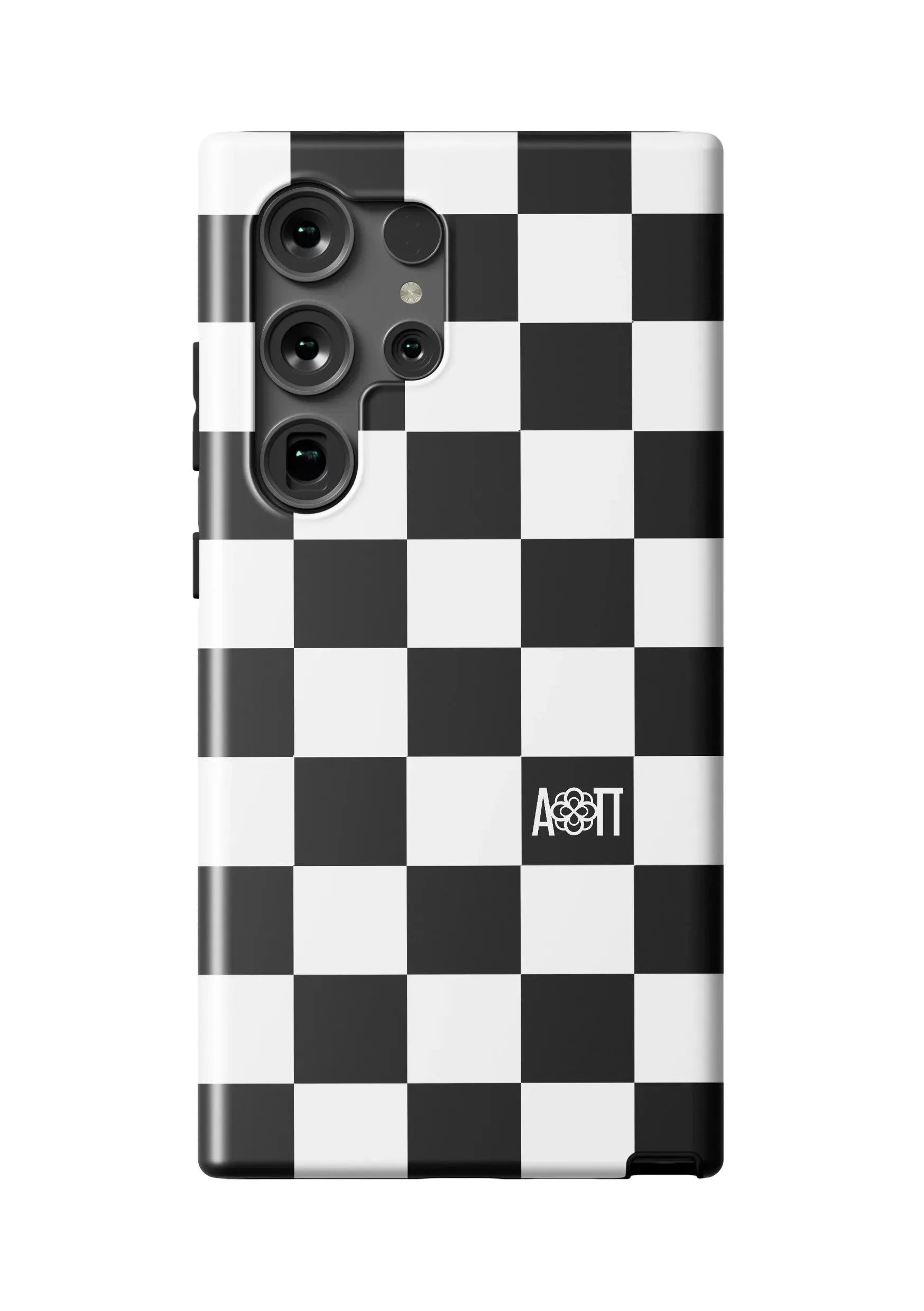 Alpha Omicron Pi Samsung Galaxy 24, 23 Mobile Phone Case - Black Check Matte Mobile Phone Cases