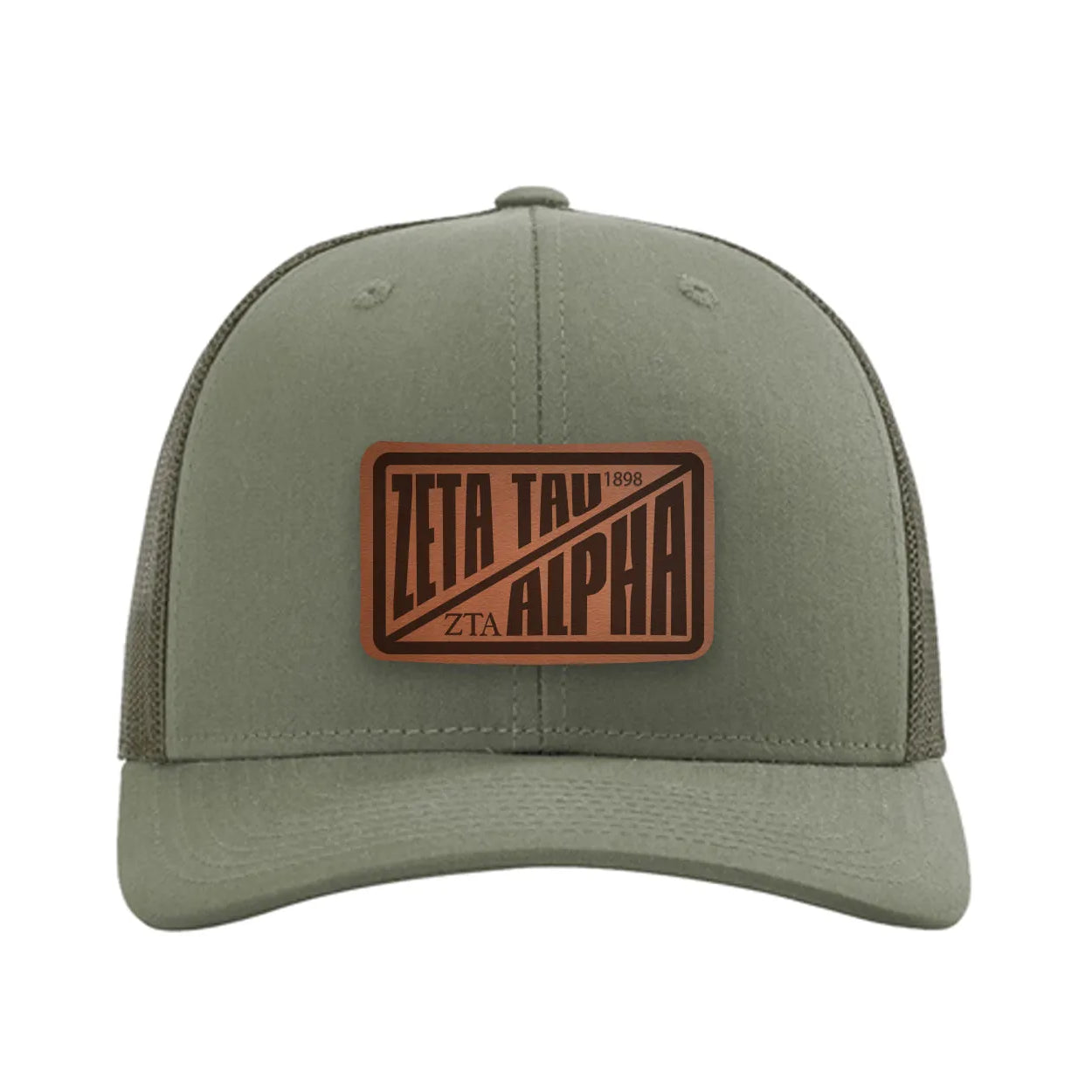 Zeta Tau Alpha Richardson 112 Leatherette Patch Trucker Hat - Divide Loden Trucker Hat