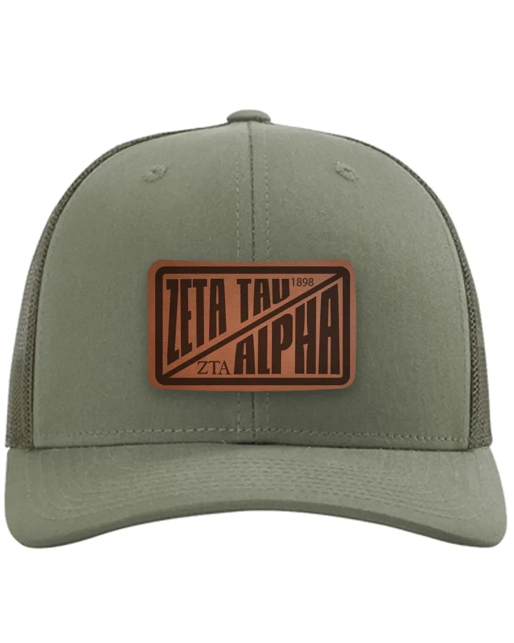 Zeta Tau Alpha Richardson 112 Leatherette Patch Trucker Hat - Divide Loden Trucker Hat