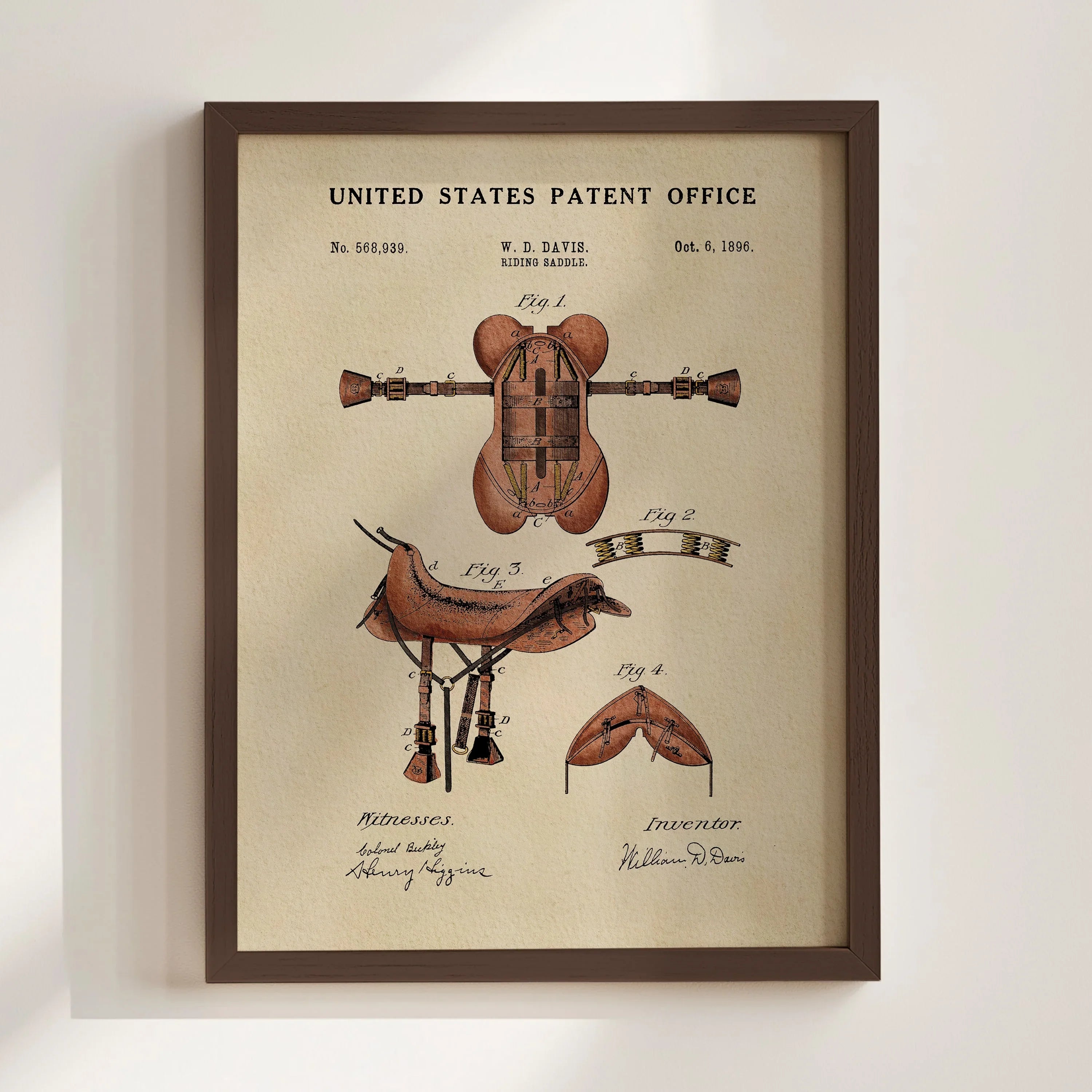 Horse Riding Saddle US Patent Art Print | Equestrian Wall Art | Dorm