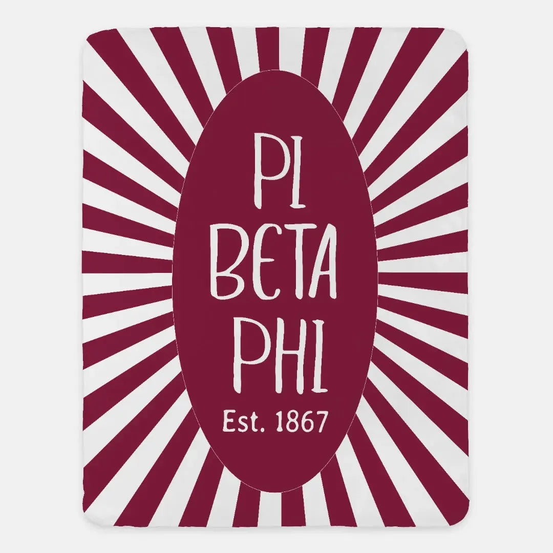 Pi Phi Sherpa Blanket - Wine Starburst 60"x80" Throw Blankets