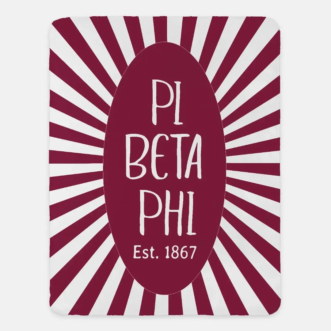 Pi Phi Sherpa Blanket - Wine Starburst 60"x80" Throw Blankets