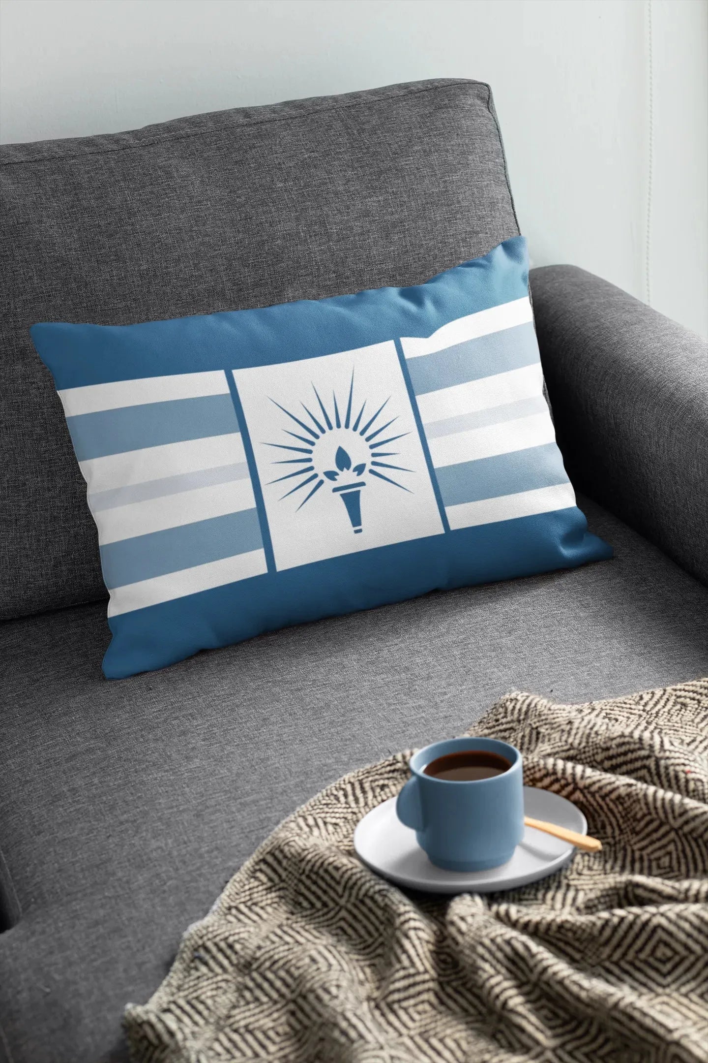 Sigma Delta Tau Lumbar Throw Pillow Cover - Torch & Stripes Pillow Covers