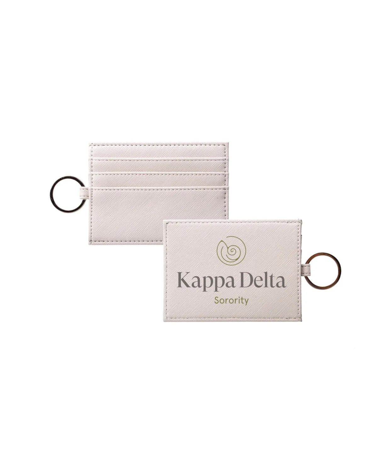 Kappa Delta Traditional Vegan Saffiano Leather Keychain Card Holder Full Color Travel Wallet