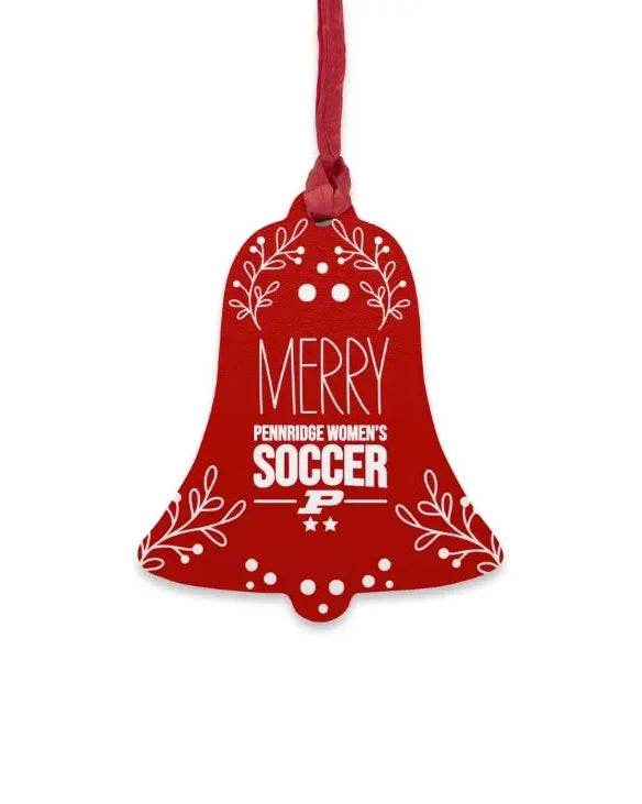 Pennridge Women's Soccer Magnetic Wood Christmas Bell Ornament Holiday Ornaments