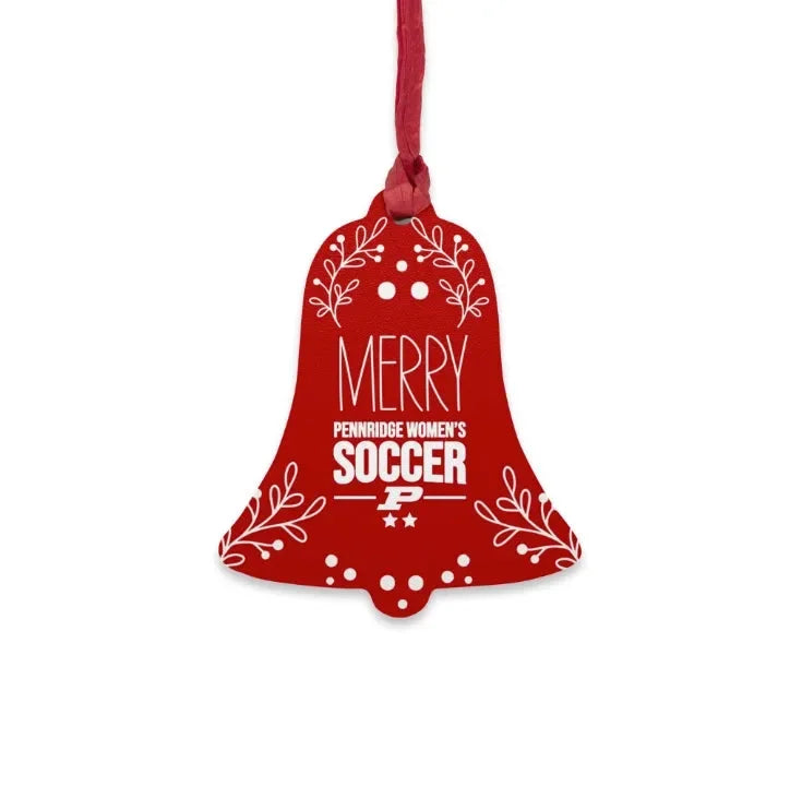 Pennridge Women's Soccer Magnetic Wood Christmas Bell Ornament Holiday Ornaments