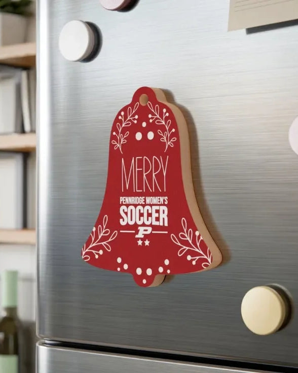Pennridge Women's Soccer Magnetic Wood Christmas Bell Ornament Holiday Ornaments