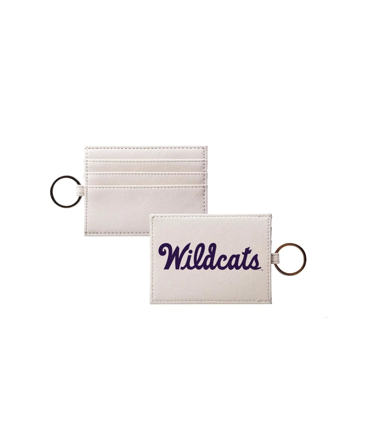Wildcats Vegan Saffiano Leather Keychain Card Holder Purple Travel Wallet