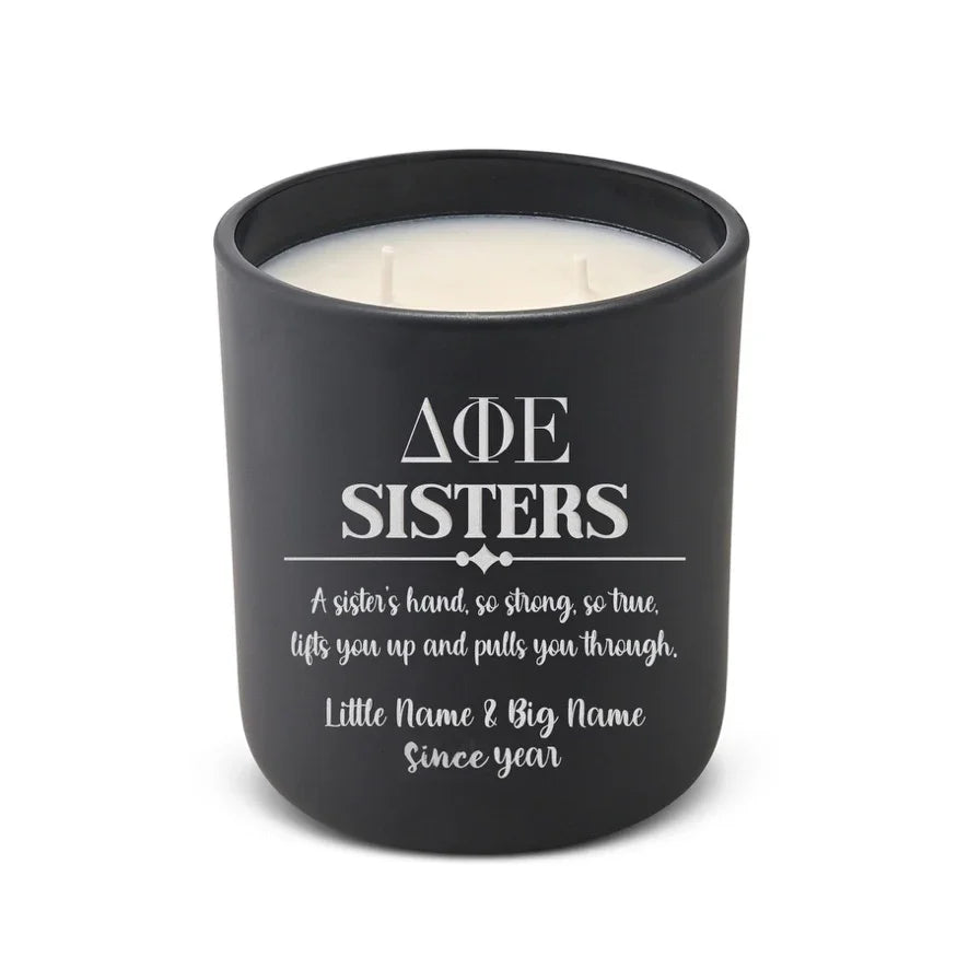 Personalized Delta Phi Epsilon Laser Etched Glow Candle 12 oz. Sisters