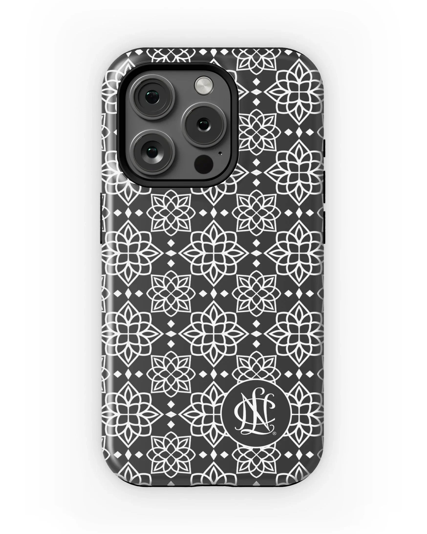 National Charity League iPhone 16, 15, 14 Phone Case Black Ornate