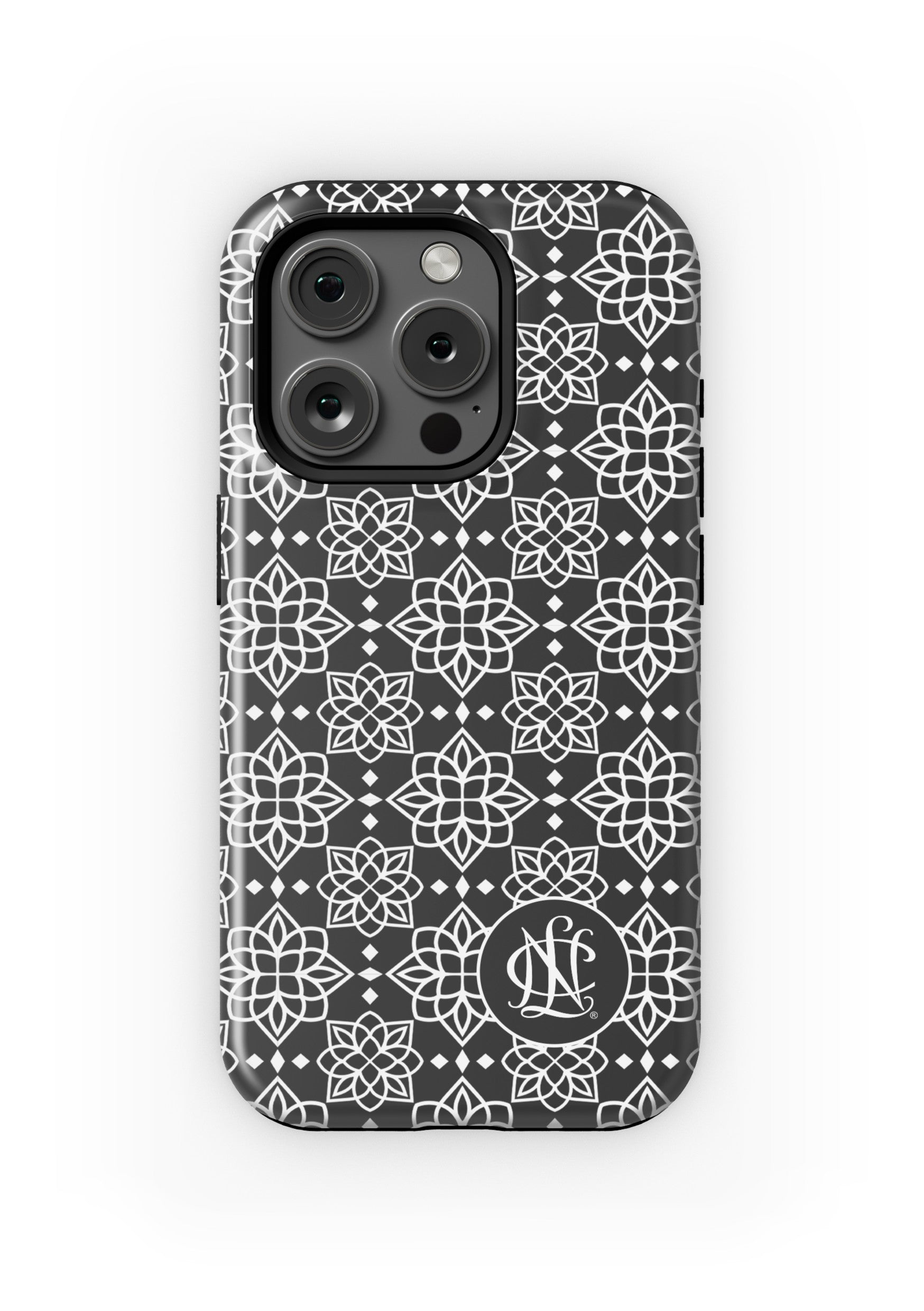 National Charity League iPhone 16, 15, 14 Phone Case Black Ornate