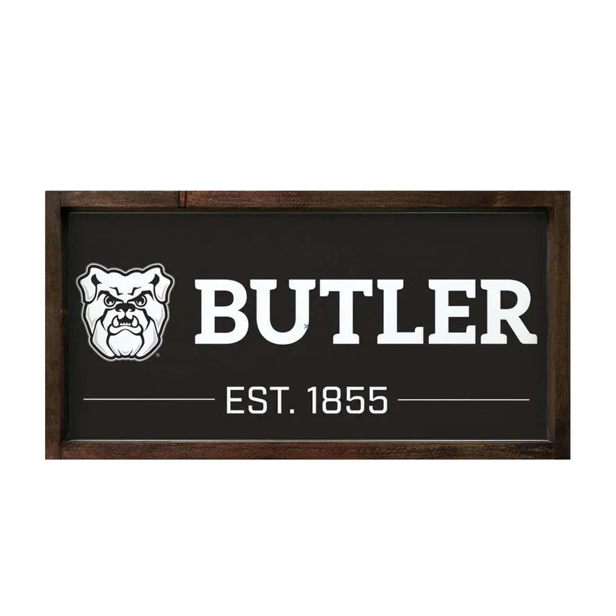 Butler University Wood Framed Sign 12x24 Black Walnut Stain Wall Art & Signs