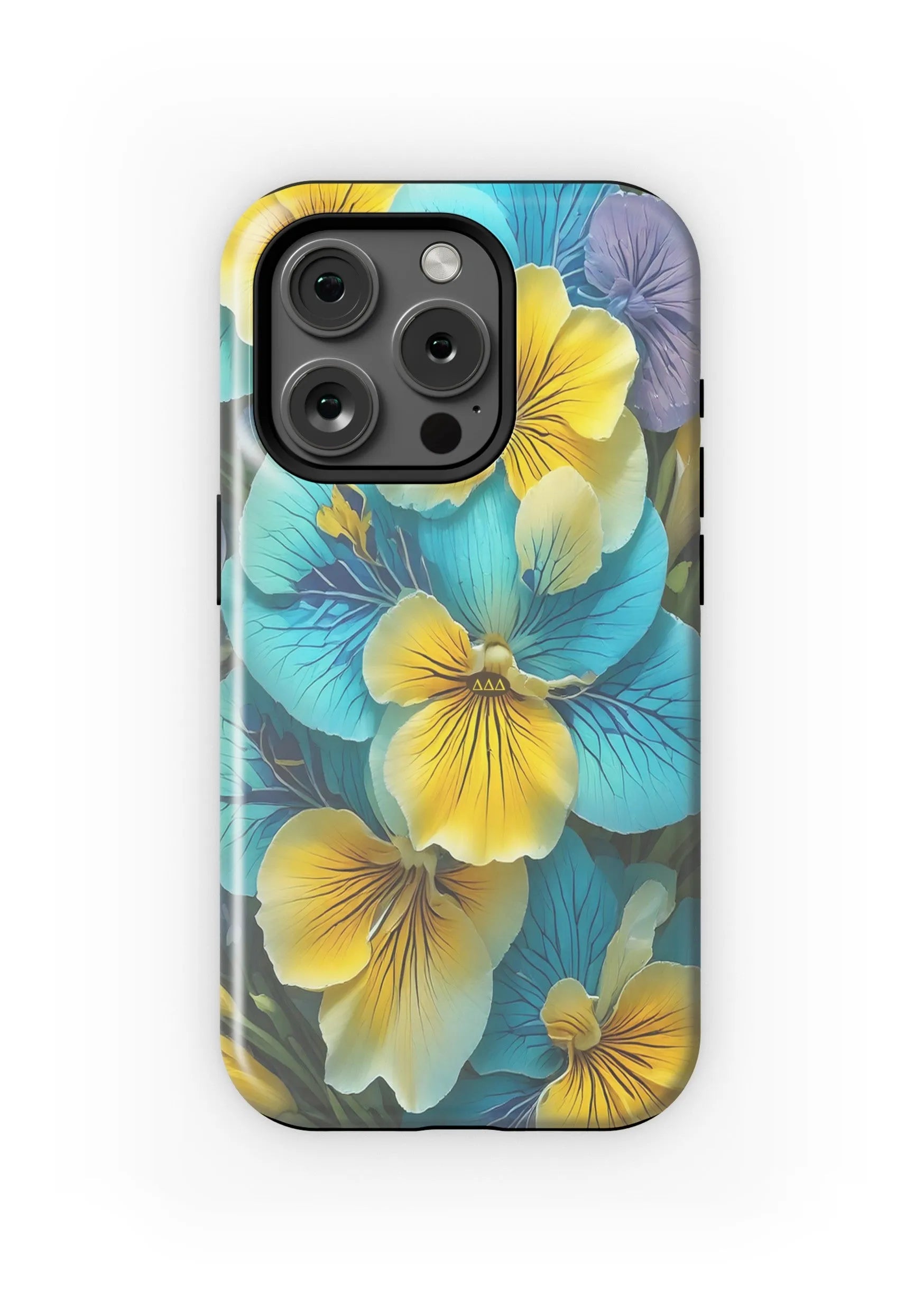 Tri Delta iPhone 16, 15, 14 Mobile Phone Case - Pansies Matte Mobile Phone Cases