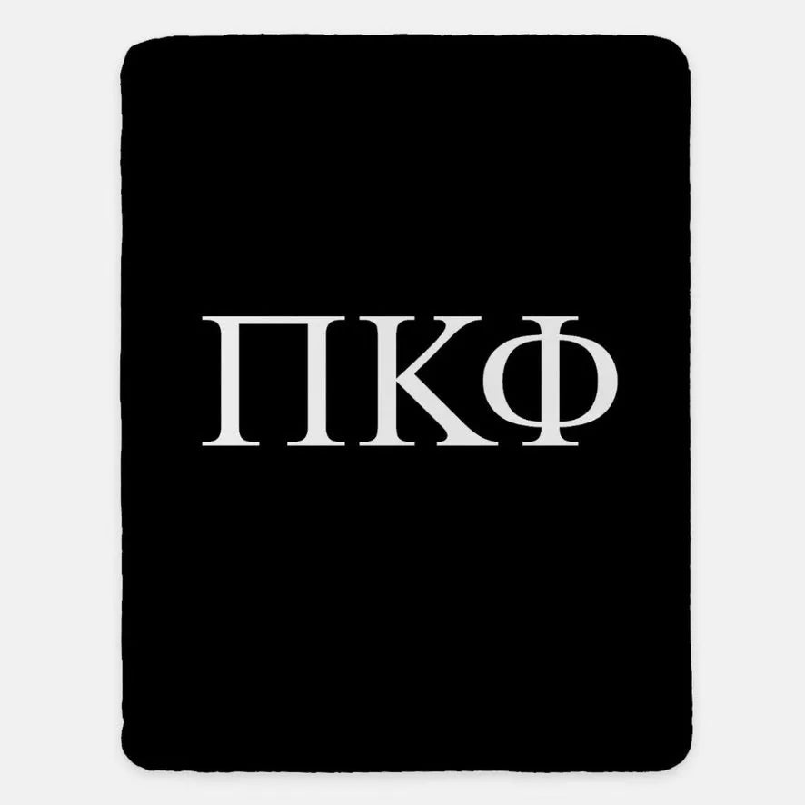 Pi Kappa Phi XL 60x80 Sherpa Throw Blanket - Greek Letters Black Throw Blankets