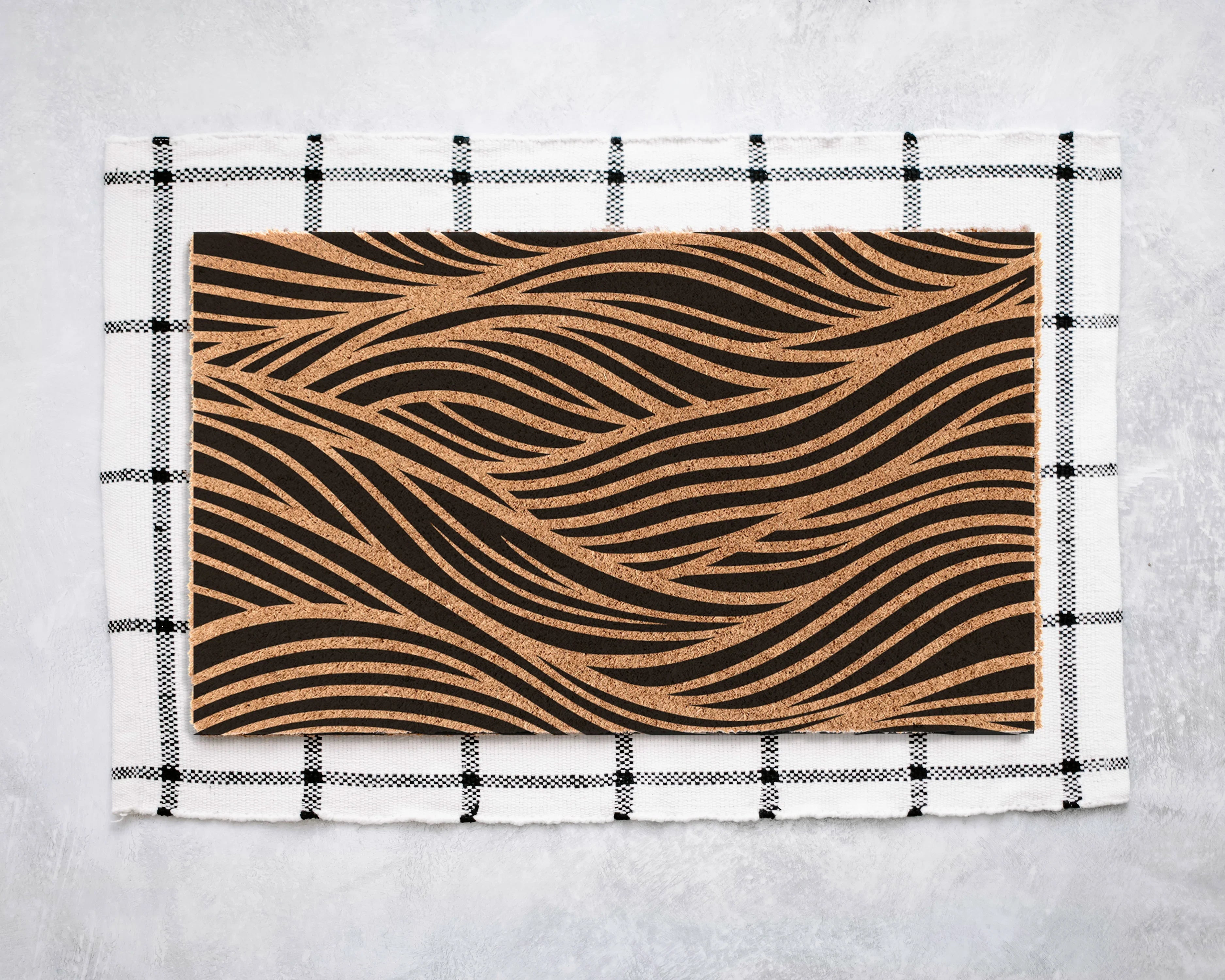 Abstract Wave Coir Doormat Door Mats
