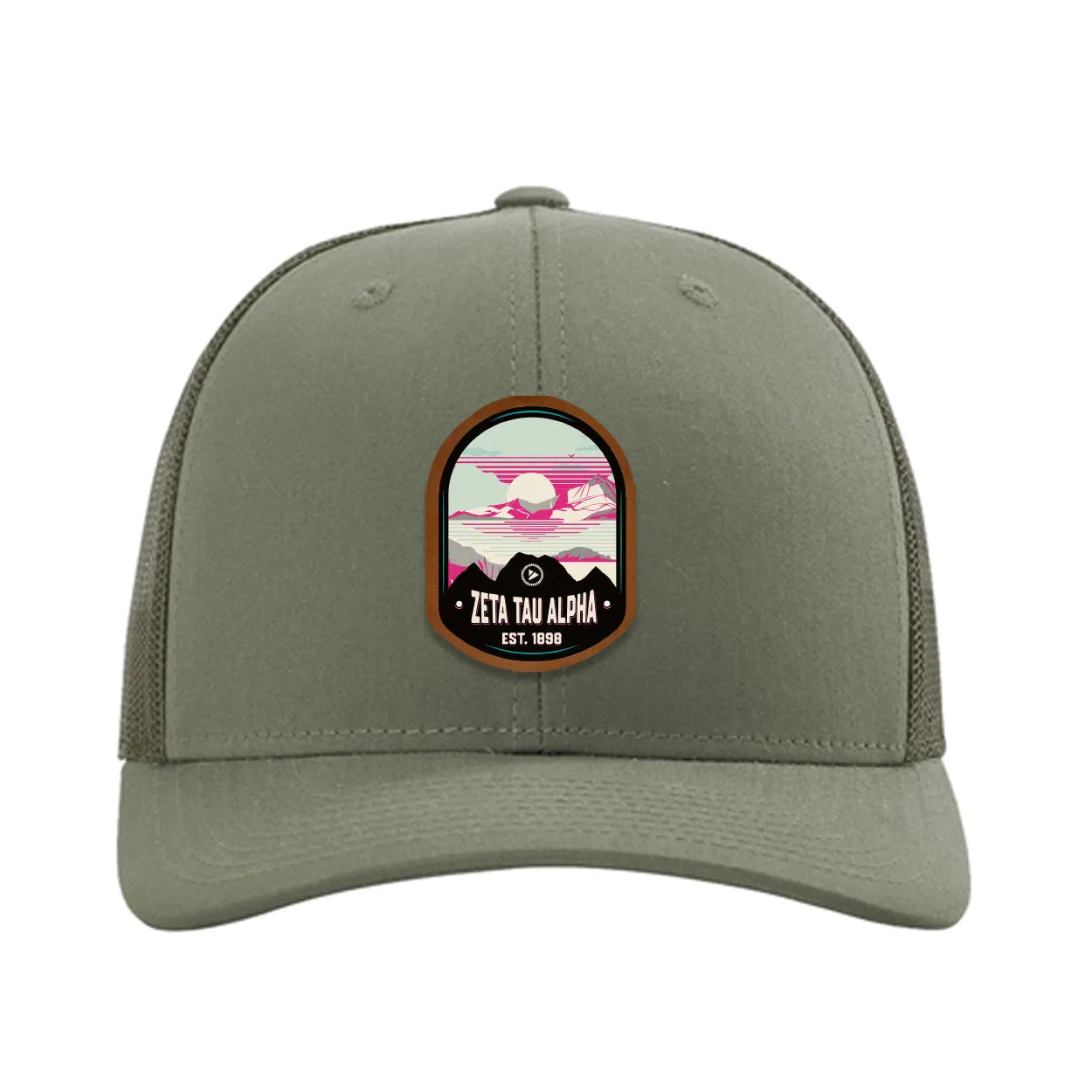 Zeta Tau Alpha Richardson 112 UV Print Leatherette Patch Trucker Hat - Ventura Loden Trucker Hat