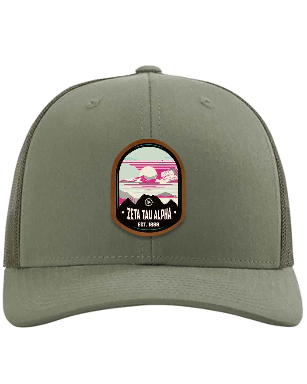 Zeta Tau Alpha Richardson 112 UV Print Leatherette Patch Trucker Hat - Ventura Loden Trucker Hat