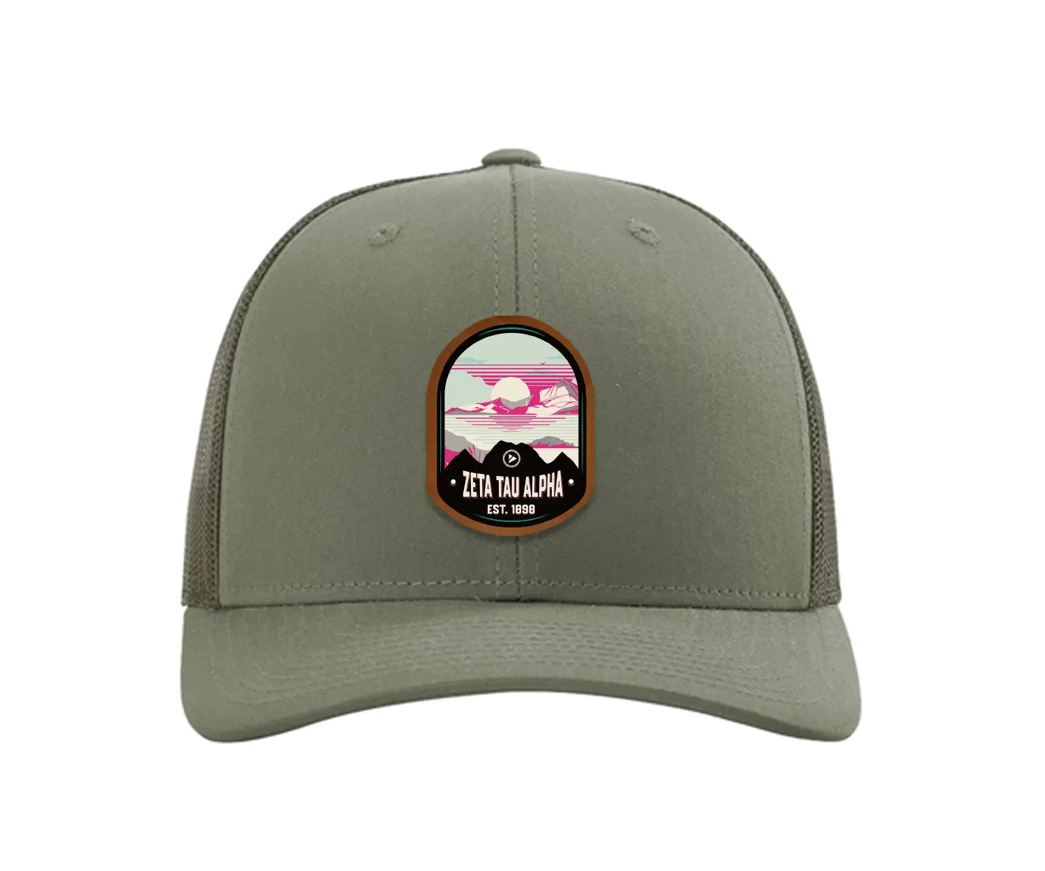 Zeta Tau Alpha Richardson 112 UV Print Leatherette Patch Trucker Hat - Ventura Loden Trucker Hat