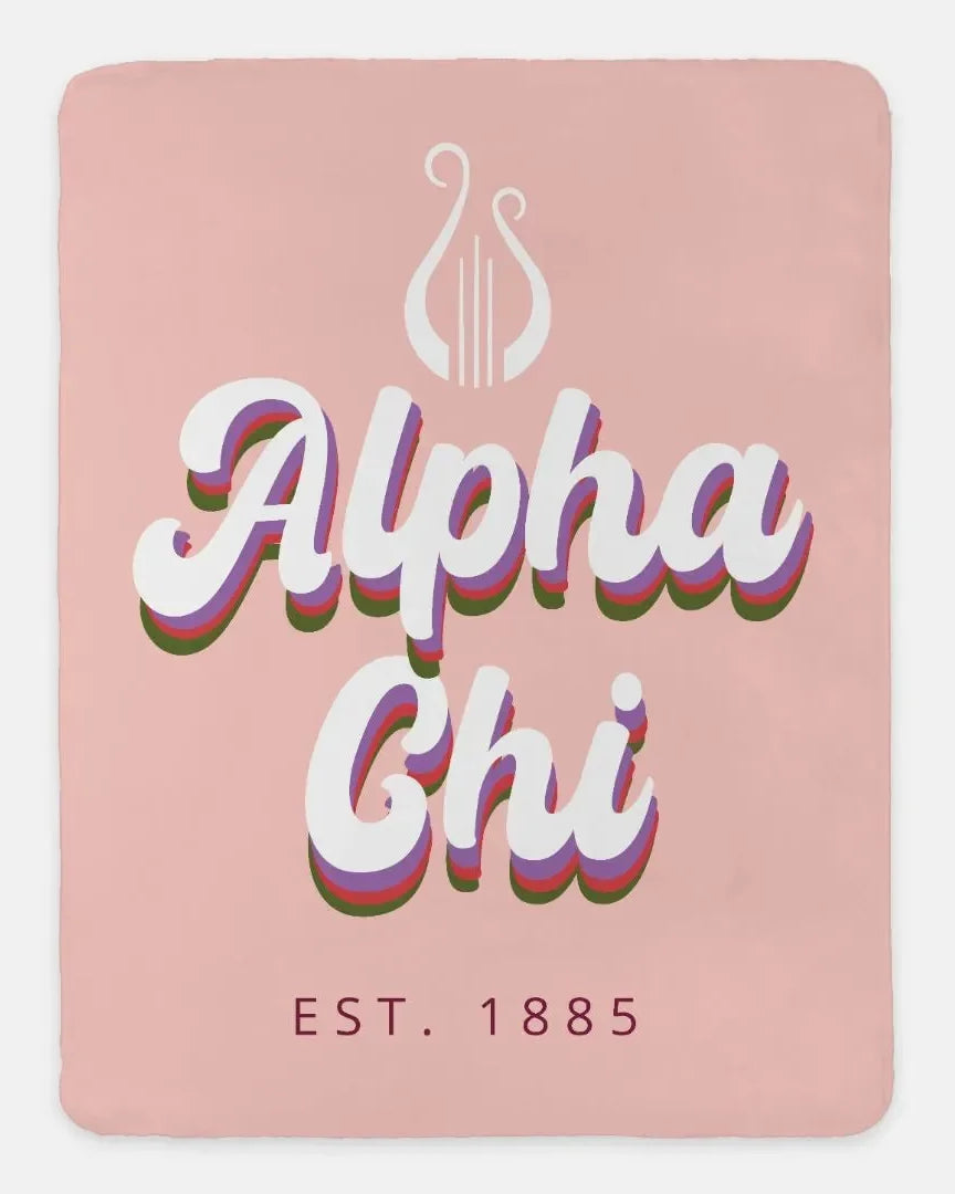 Alpha Chi XL 60x80 Retro Sherpa Throw Blanket Throw Blankets