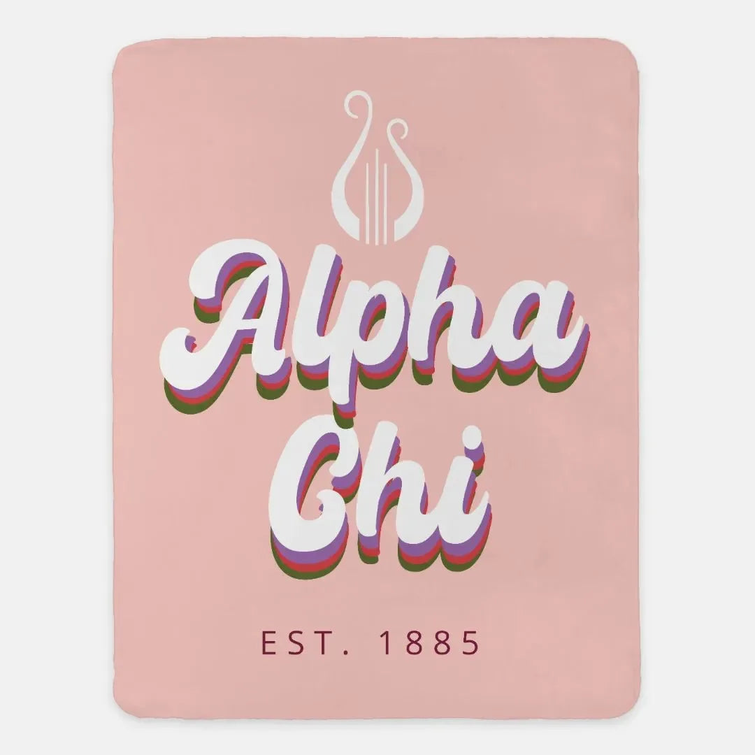 Alpha Chi XL 60x80 Retro Sherpa Throw Blanket Throw Blankets
