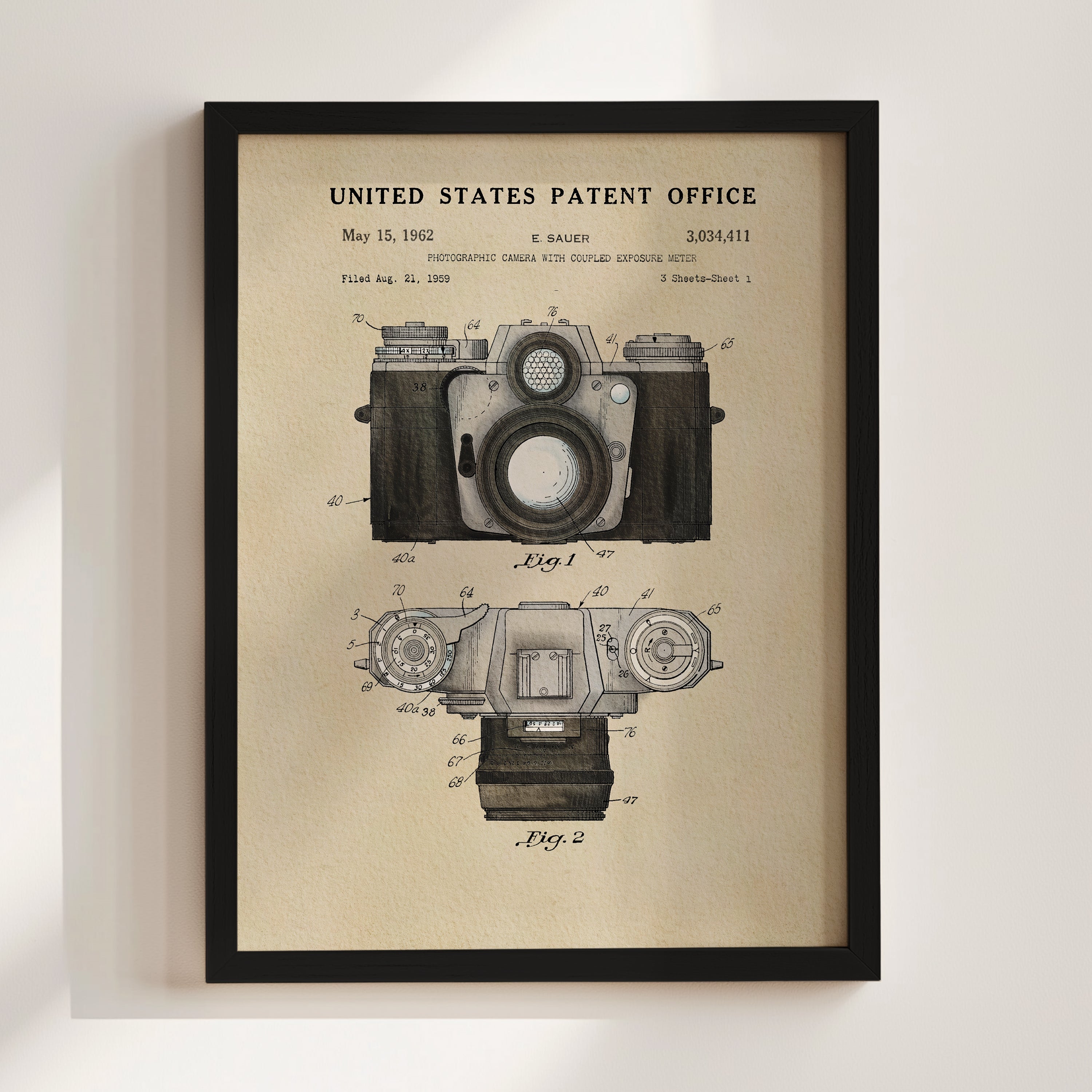 Modern Camera US Patent Wall Print | Dorm Decor | Wall Art