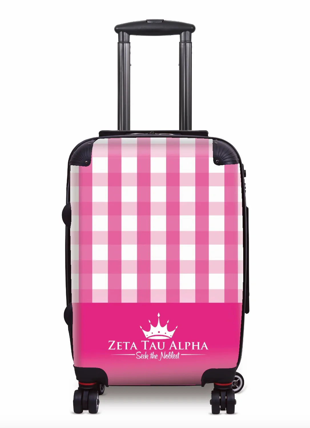 Zeta Tau Alpha Carry-on Luggage - Gingham Pink Suitcases