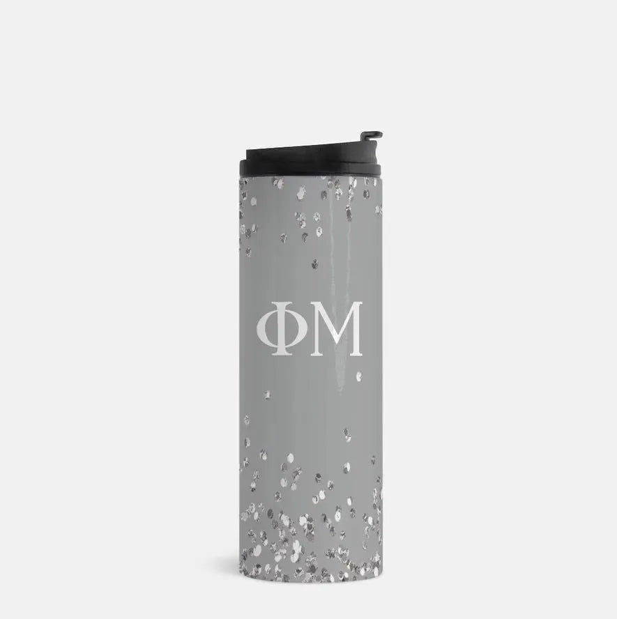 Phi Mu Thermal Tumbler - Glitter 16 oz. Marble Drinkware