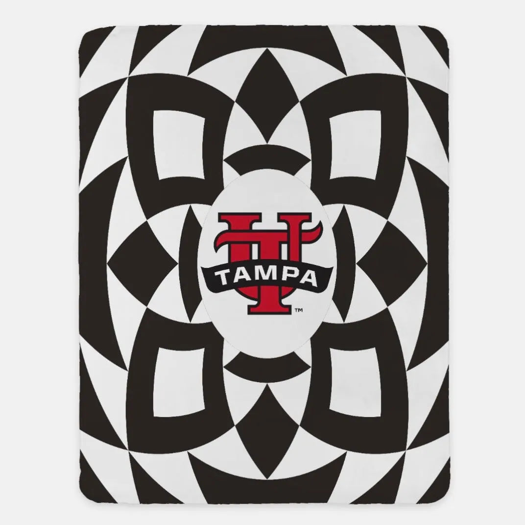 University of Tampa XL 60x80 Sherpa Blanket - Black Tribal Throw Blankets