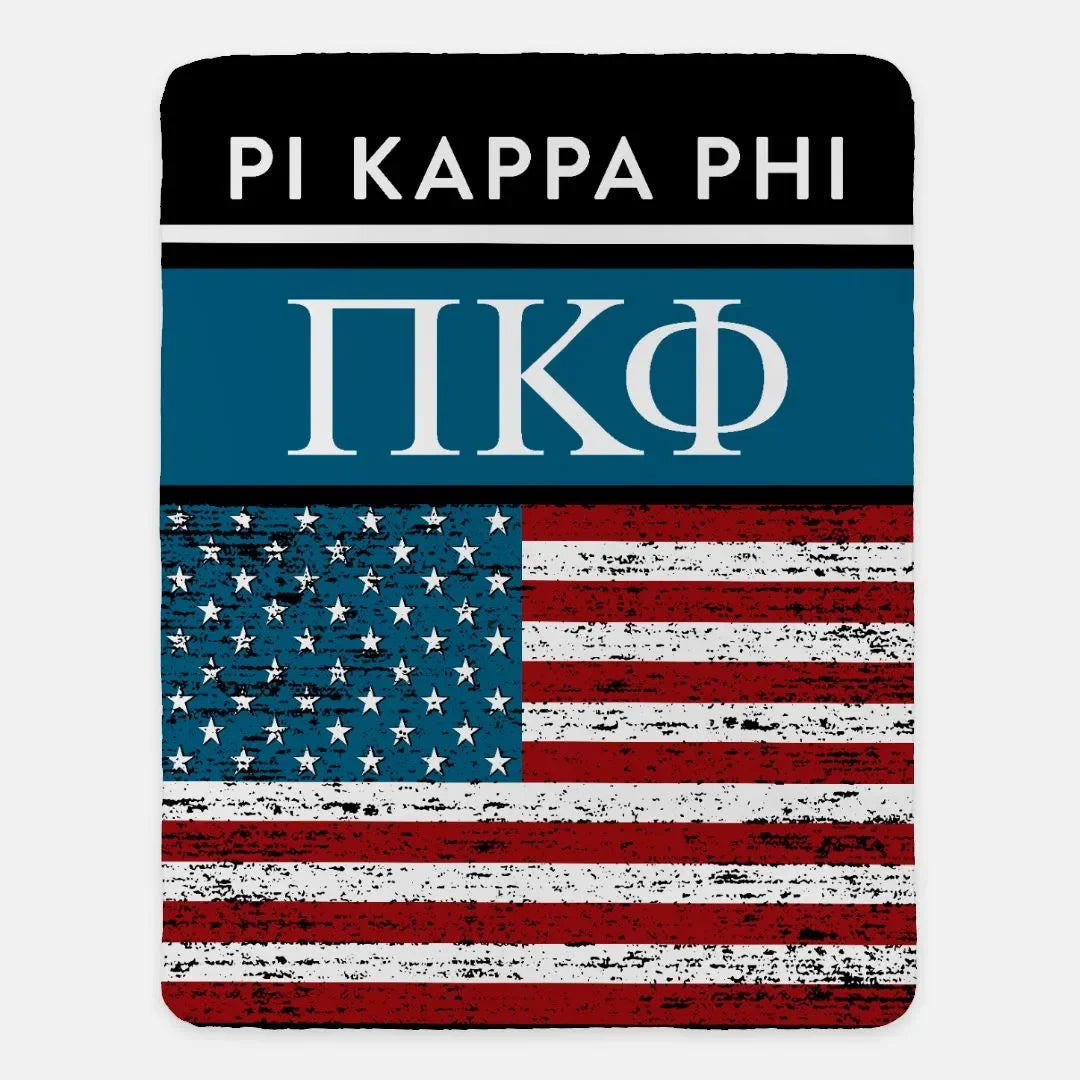 Pi Kappa Phi XL 60x80 Sherpa Blanket - American Flag Default Title Throw Blankets