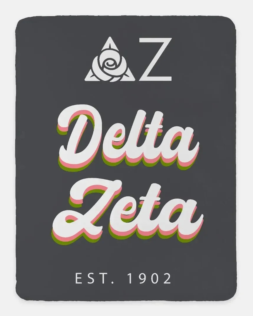 Delta Zeta XL 60x80 Sherpa Blanket - Retro Throw Blankets