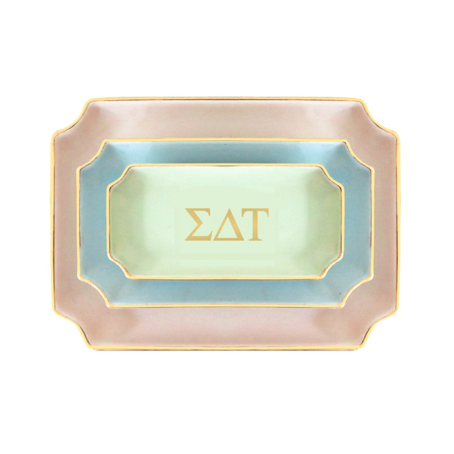 Sigma Delta Tau Gold Monogram Decorative Tray | Big Little Gifts