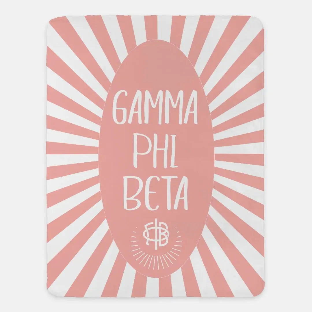 Gamma Phi Beta XL 60x80 Sherpa Throw Blanket -Starburst Blush Throw Blankets