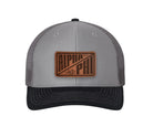 Alpha Phi Richardson 112 Leatherette Patch Trucker Hat - Divide Gray Charcoal Navy Trucker Hat