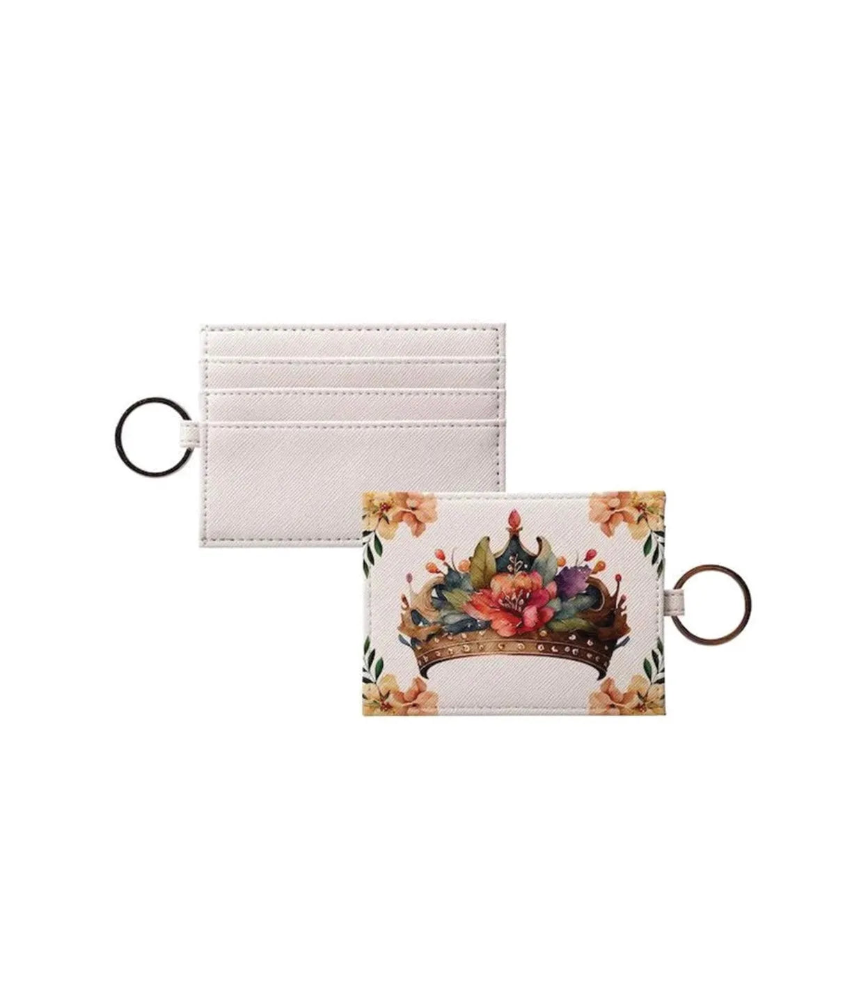 The Queen Vegan Saffiano Leather Key Ring Card Holder Travel Wallet