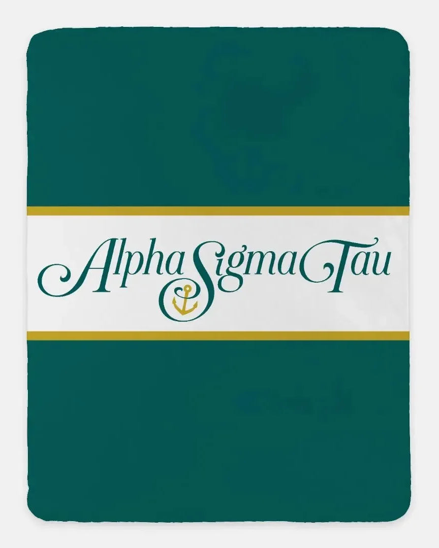 Alpha Sigma Tau XL 60x80 Traditional Sherpa Throw Blanket Throw Blankets