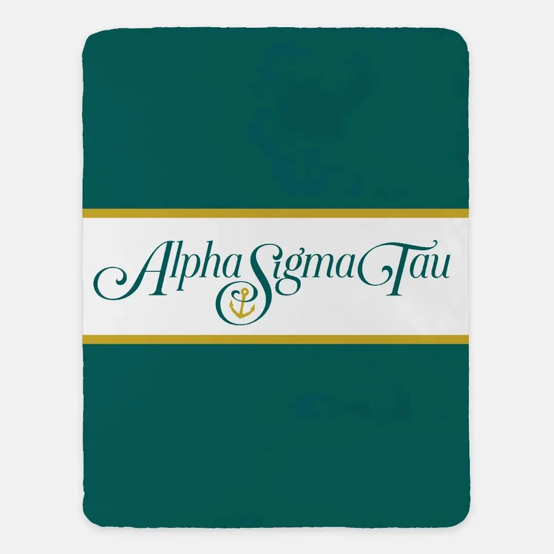 Alpha Sigma Tau XL 60x80 Traditional Sherpa Throw Blanket Throw Blankets