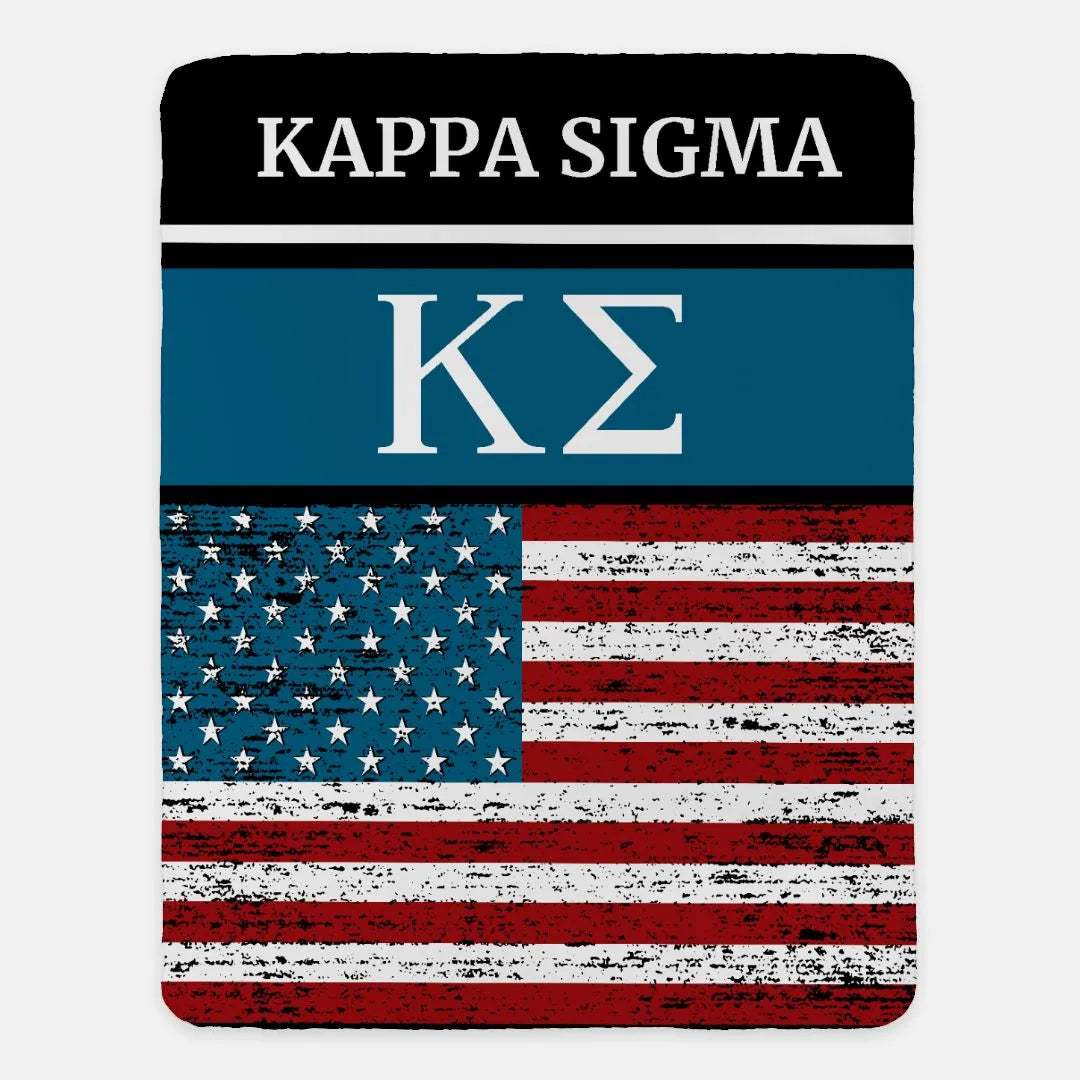 Kappa Sigma XL 60x80 Sherpa Blanket - American Flag Default Title Throw Blankets