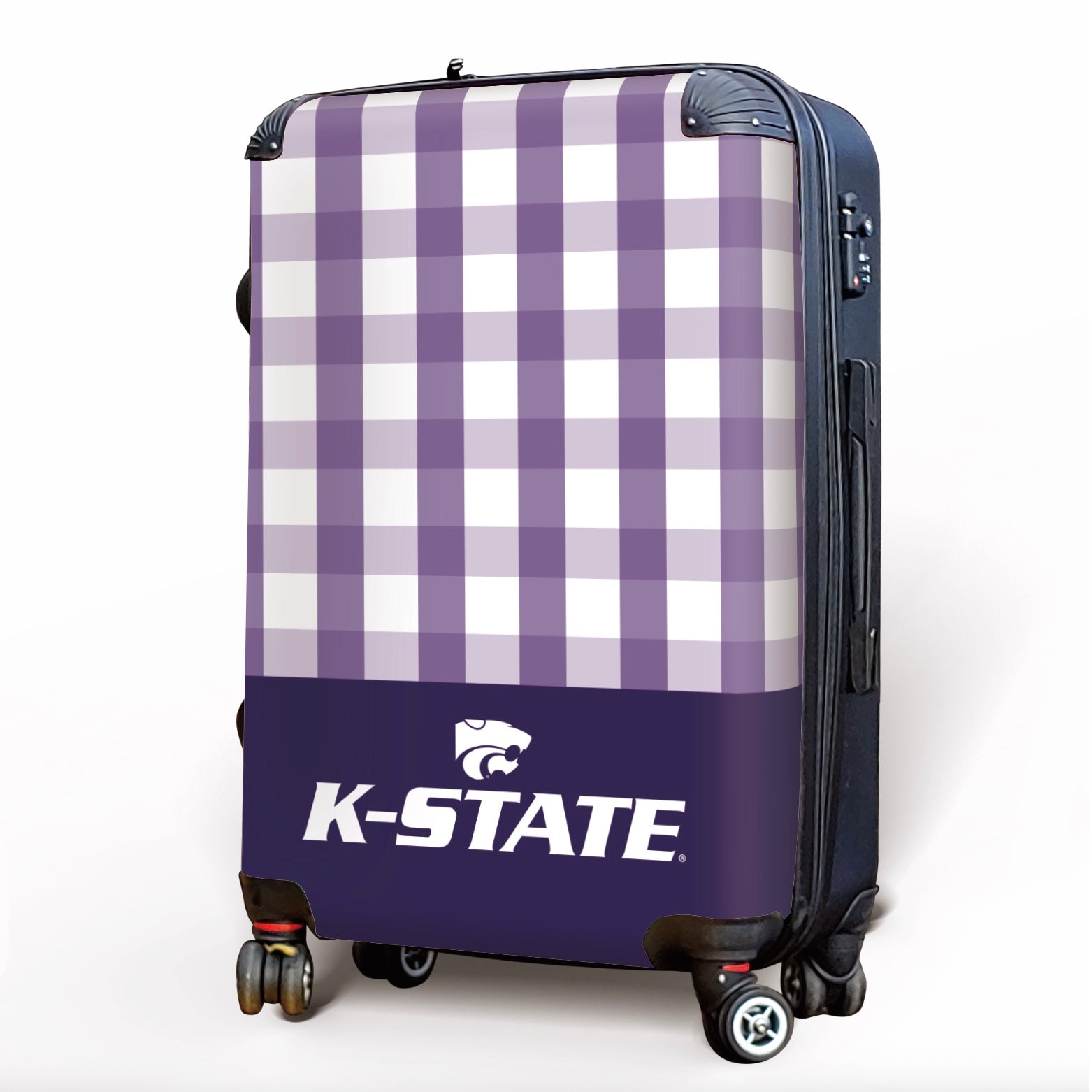 Kansas State University 20" Carry-On Suitcase Luggage - Gingham Suitcases