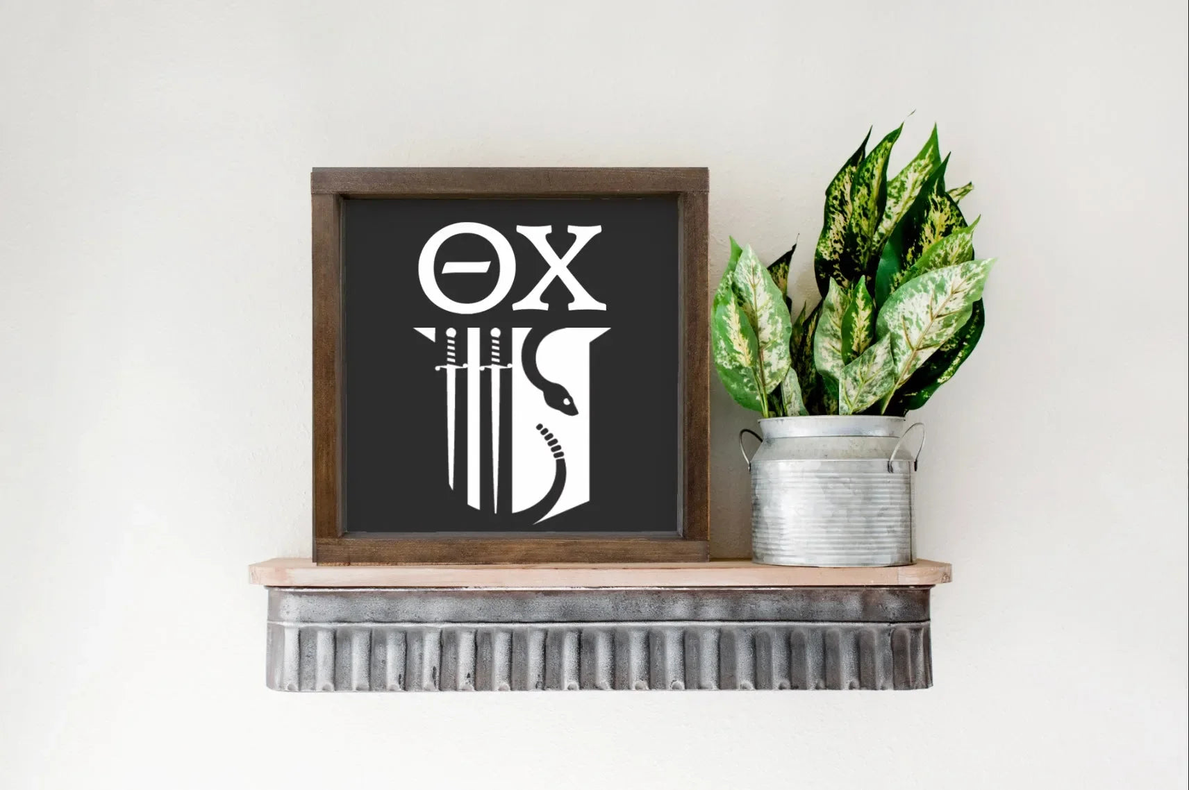 Theta Chi 12x12 Wood Framed Sign - Shield Wall Art & Signs