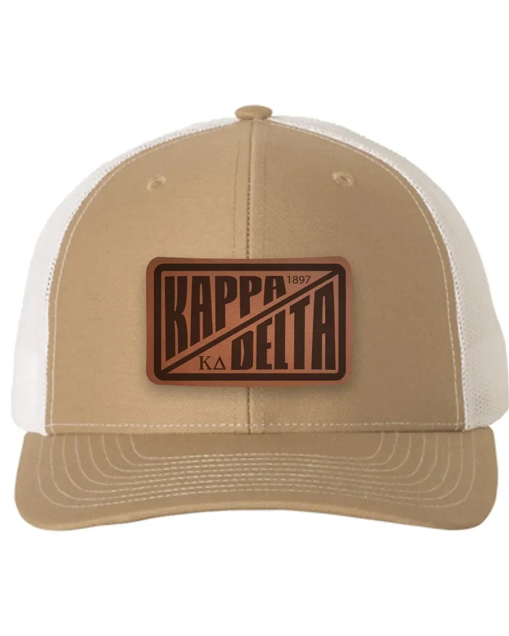 Kappa Delta Richardson 112 Leatherette Patch Trucker Hat - Divide Khaki White Trucker Hat