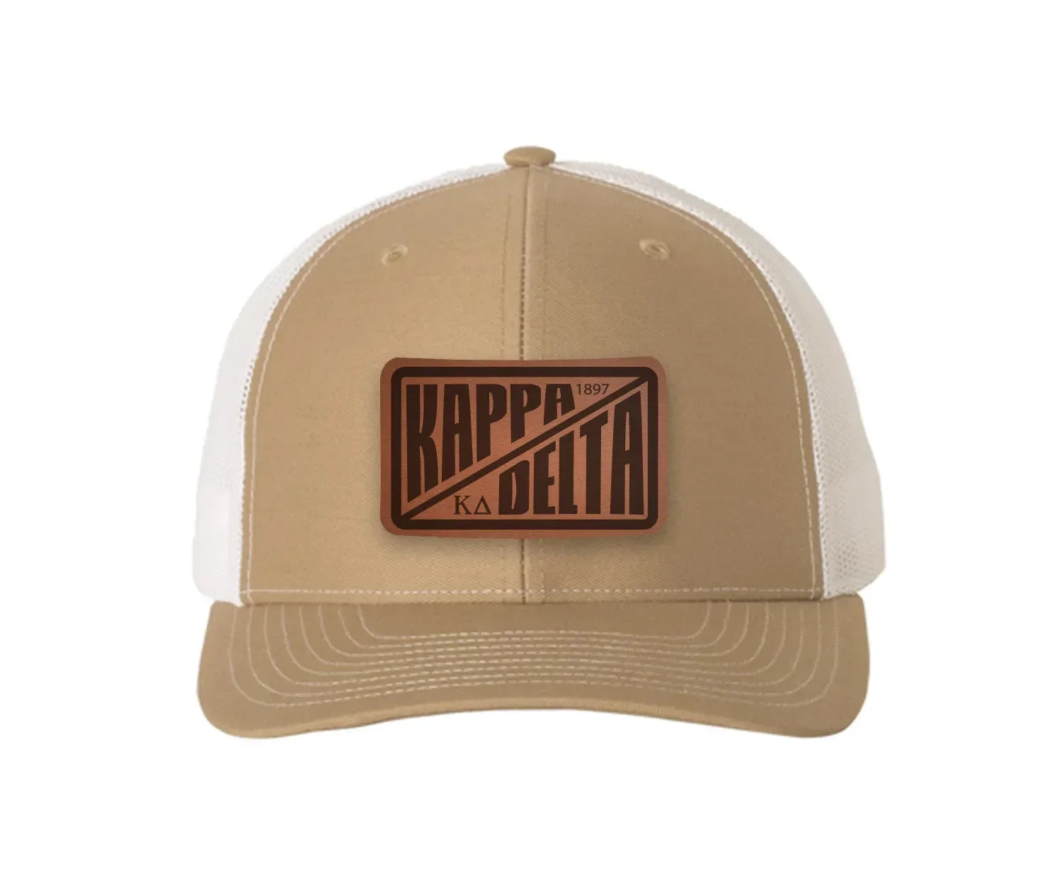 Kappa Delta Richardson 112 Leatherette Patch Trucker Hat - Divide Khaki White Trucker Hat