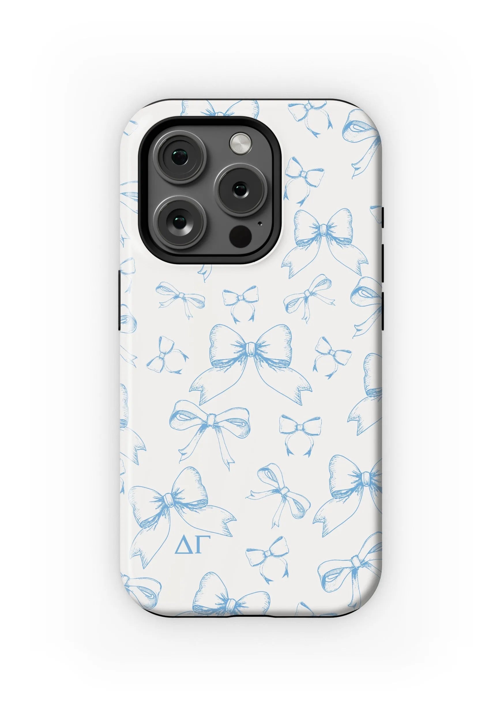 Delta Gamma iPhone 16, 15, 14 Mobile Phone Case - Blue Bows Matte Mobile Phone Cases