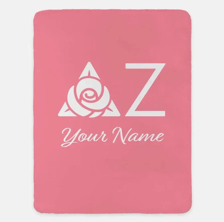 Personalized Delta Zeta XL 60x80 Sherpa Throw Blanket Pink Throw Blankets