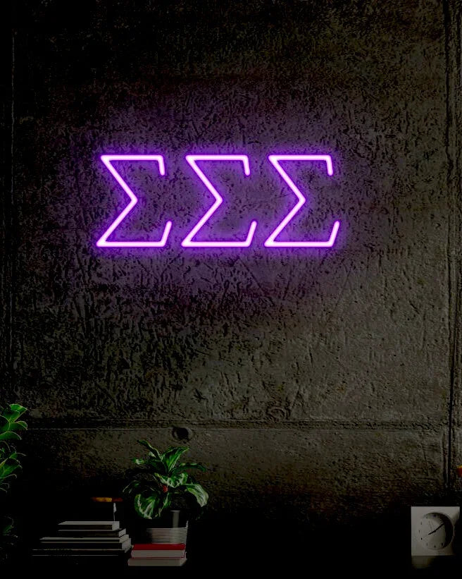 Tri Sigma Greek Letters LED Neon Sign w/ Dimmer | Dorm Decor Wall Art