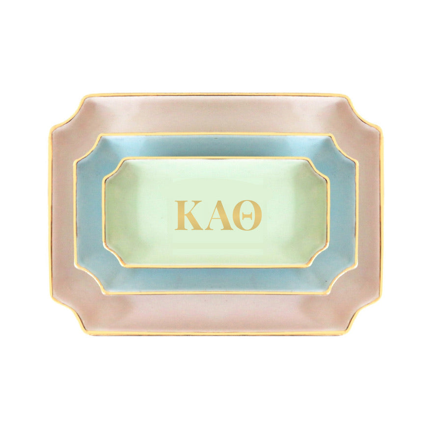 Kappa Alpha Theta Gold Monogram Ceramic Decorative Tray