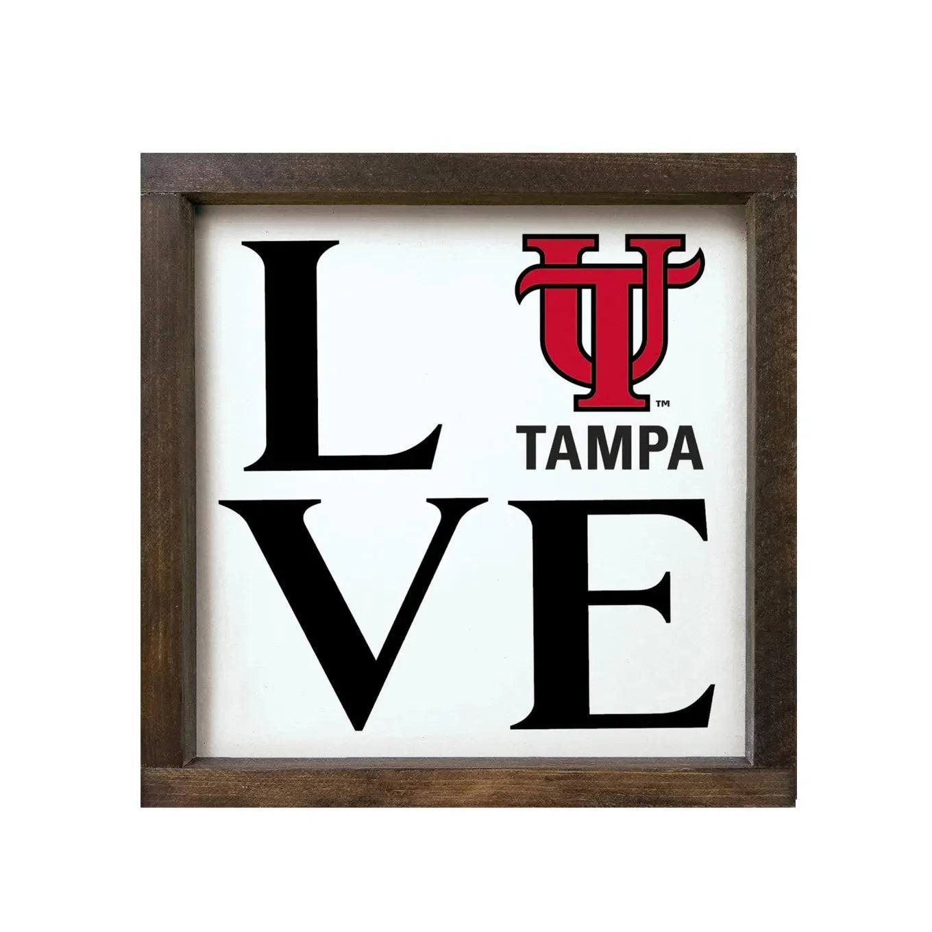 University of Tampa Wood Sign - LOVE UT 12"x12" Walnut Stain Wall Art & Signs